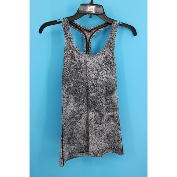 Lululemon 4 Cool Racerback II Luon Spray Jacquard White Black Tank Top RARE - Picture 4 of 7